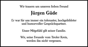 Traueranzeige von Jürgen Güde von Trauerportal Rhein Main Presse