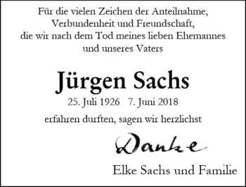 Traueranzeige von Jürgen Sachs von vrm-trauer