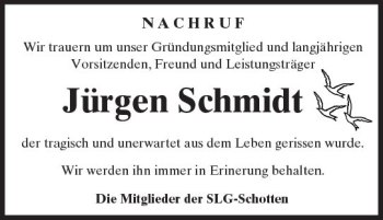 Traueranzeige von Jürgen Schmidt von  Kreisanzeiger