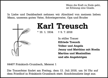 Traueranzeige von Karl Treusch von vrm-trauer