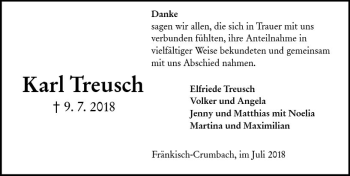 Traueranzeige von Karl Treusch von vrm-trauer