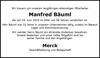 Traueranzeige von Manfred Bäuml von vrm-trauer