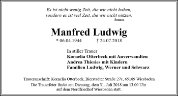 Traueranzeige von Manfred Ludwig von vrm-trauer