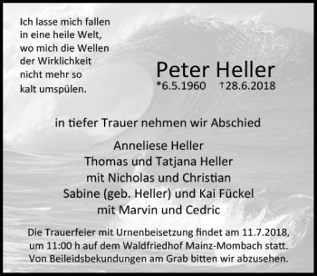 Traueranzeige von Peter Heller von vrm-trauer