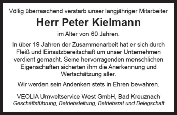 Traueranzeige von Peter Kielmann von vrm-trauer