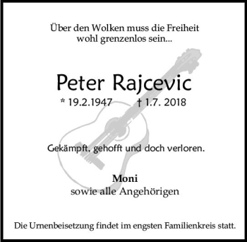 Traueranzeige von Peter Rajcevic von vrm-trauer