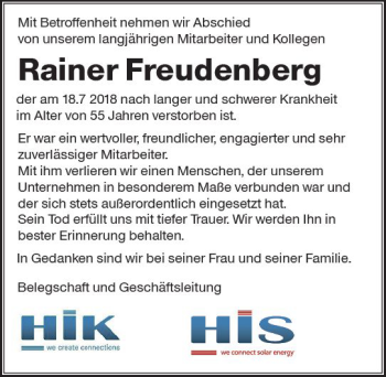 Traueranzeige von Rainer Freudenberg von vrm-trauer