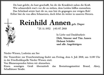 Traueranzeige von Reinhild Annen von vrm-trauer