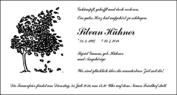 Traueranzeige von Silvan Hühner von vrm-trauer