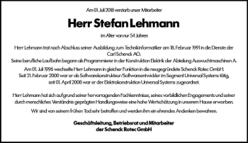 Traueranzeige von Stefan Lehmann von vrm-trauer