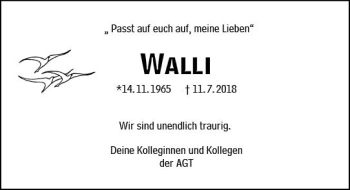 Traueranzeige von Walli Kind von vrm-trauer