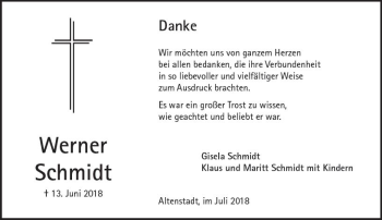 Traueranzeige von Werner Schmidt von  Kreisanzeiger