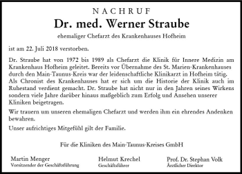 Traueranzeige von Werner Straube von vrm-trauer