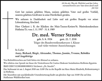 Traueranzeige von Werner Straube von vrm-trauer