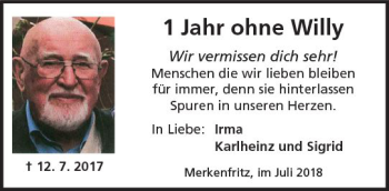 Traueranzeige von Willy Dinges von  Kreisanzeiger