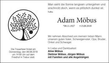 Traueranzeige von Adam Möbus von vrm-trauer