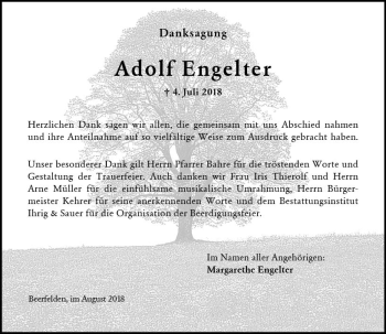 Traueranzeige von Adolf Engelter von vrm-trauer