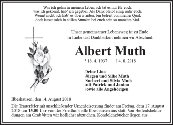 Traueranzeige von Albert Muth von VRM Trauer