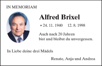 Traueranzeige von Alfred Brixel von  Gießener Anzeiger