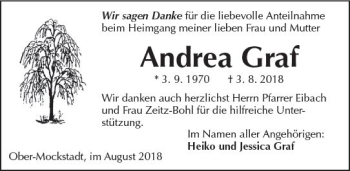 Traueranzeige von Andrea Graf von  Kreisanzeiger