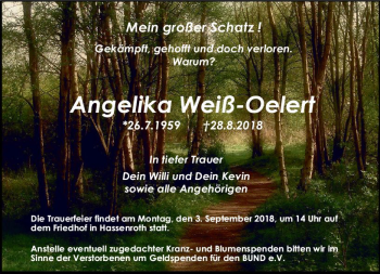 Traueranzeige von Angelika Weiß-Oelert von vrm-trauer
