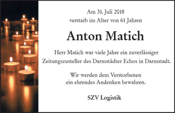 Traueranzeige von Anton Matich von vrm-trauer