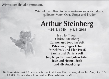 Traueranzeige von Arthur Steinberg von vrm-trauer