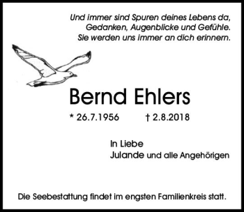 Traueranzeige von Bernd Ehlers von vrm-trauer