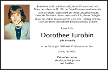 Traueranzeige von Dorothee Turobin von vrm-trauer