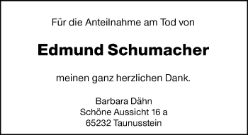 Traueranzeige von Edmund Schumacher von vrm-trauer