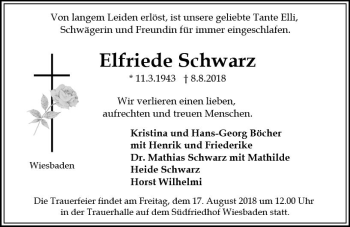 Traueranzeige von Elfriede Schwarz von vrm-trauer