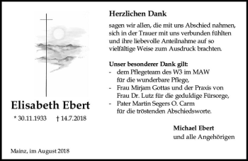 Traueranzeige von Elisabeth Ebert von vrm-trauer