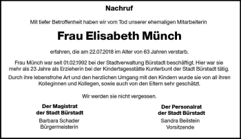 Traueranzeige von Elisabeth Münch von vrm-trauer
