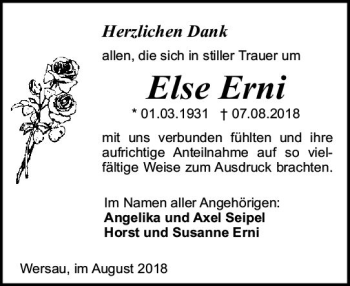 Traueranzeige von Else Erni von vrm-trauer
