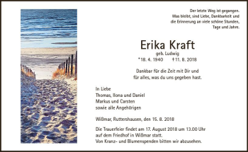 Traueranzeige von Erika Kraft von  Gießener Anzeiger