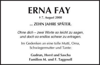 Traueranzeige von Erna Fay von  Kreisanzeiger