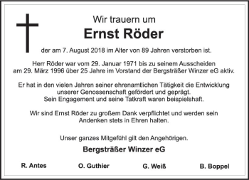 Traueranzeige von Ernst Röder von vrm-trauer