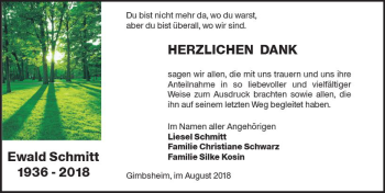 Traueranzeige von Ewald Schmitt von vrm-trauer