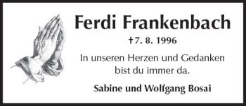 Traueranzeige von Ferdi Frankenbach von vrm-trauer