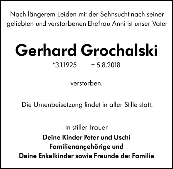 Traueranzeige von Gerhard Grochalski von vrm-trauer