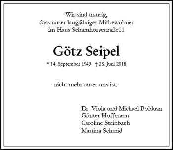 Traueranzeige von Götz Seipel von vrm-trauer