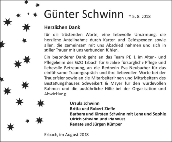 Traueranzeige von Günter Schwinn von vrm-trauer