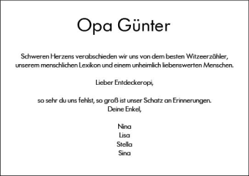 Traueranzeige von Günter Spies von vrm-trauer