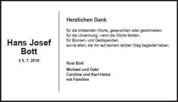 Traueranzeige von Hans Josef Bott von vrm-trauer