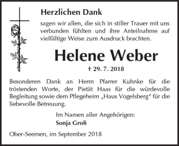 Traueranzeige von Helene Weber von  Kreisanzeiger