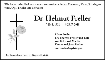 Traueranzeige von Helmut Freller von vrm-trauer