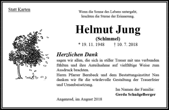 Traueranzeige von Helmut Jung von VRM Trauer