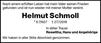Traueranzeige von Helmut Schmoll von vrm-trauer