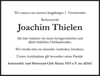 Traueranzeige von Joachim Thielen von vrm-trauer