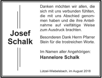 Traueranzeige von Josef Schalk von vrm-trauer
